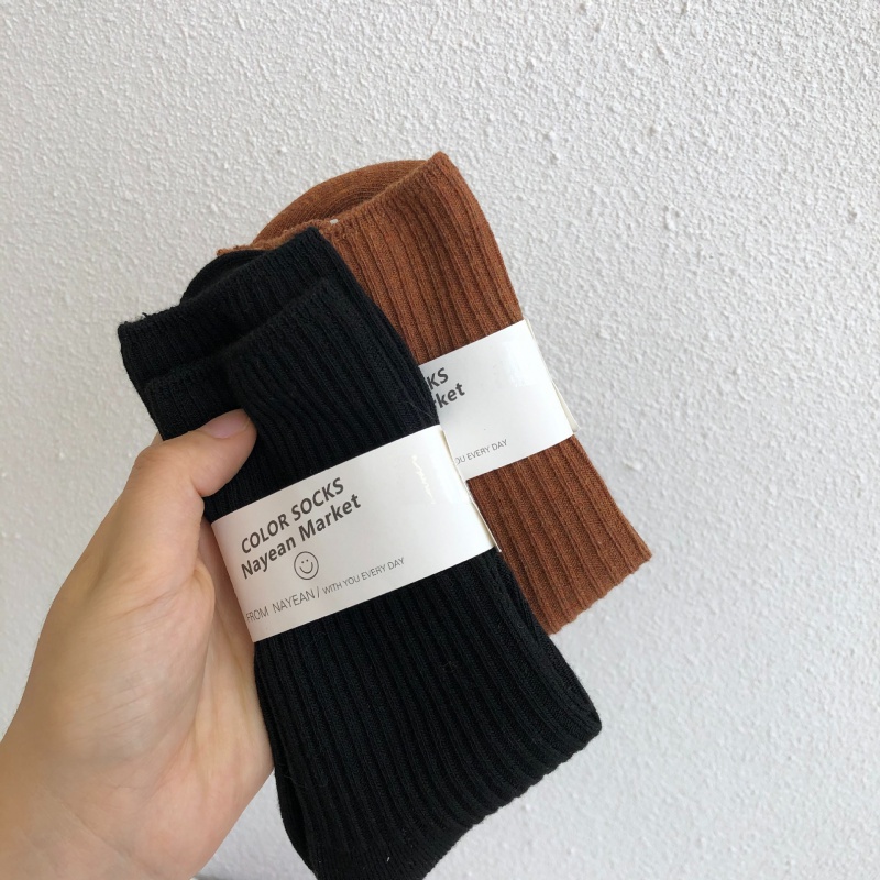 Vớ Cotton Cổ Cao Màu Sắc Đơn Giản Thời Trang Cho Nữ