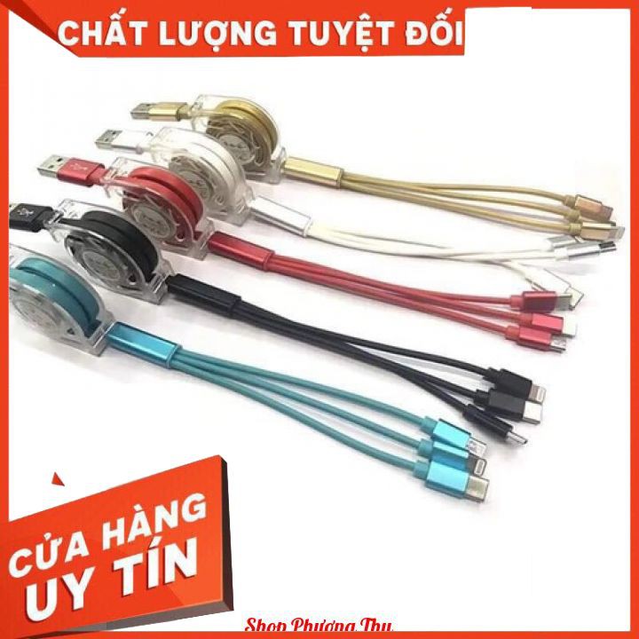 Dây Sạc Rút 3 Đầu - Giao Màu Ngẫu Nhiên