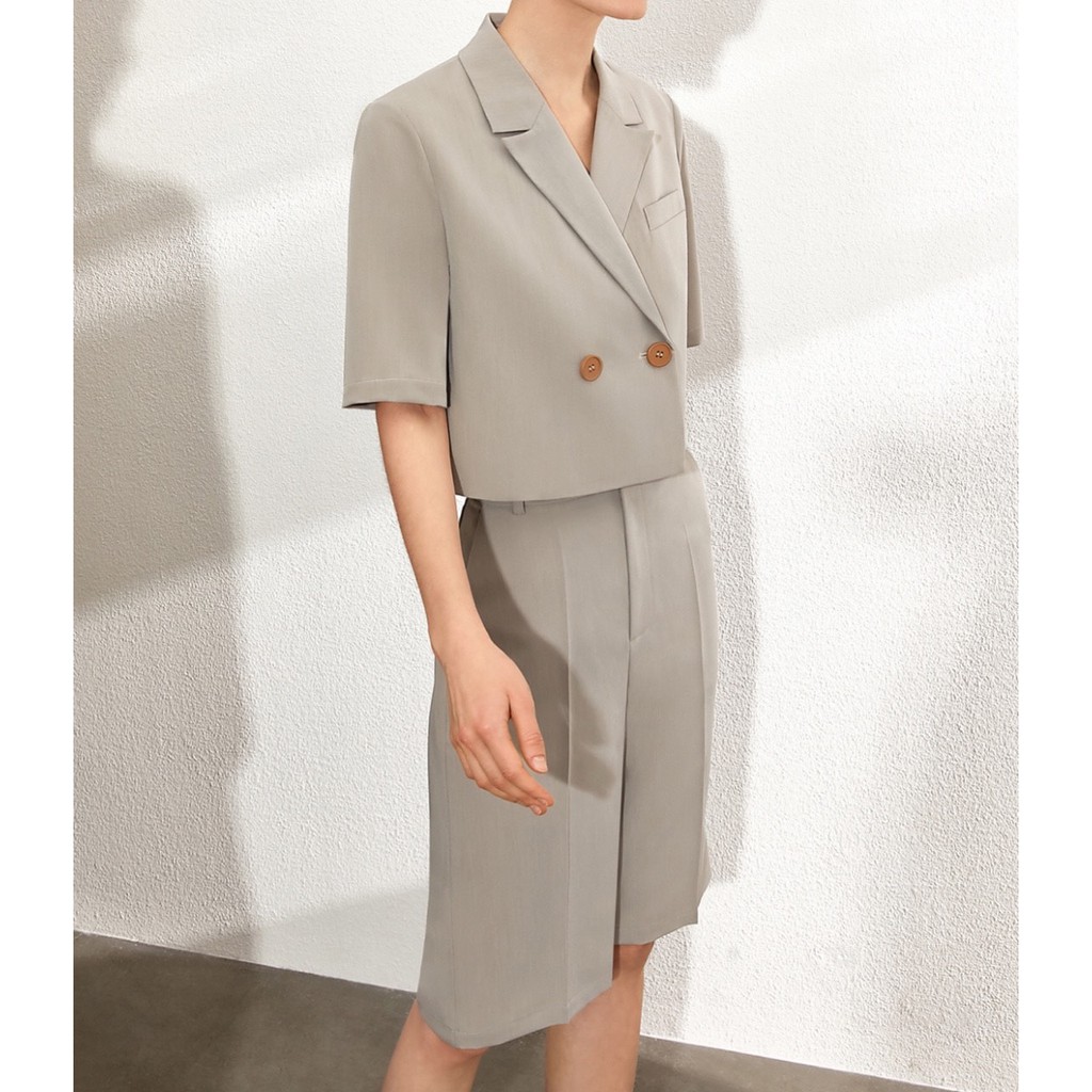Set vest nữ thiết kế hàng Quảng Châu - Set vest croptop phối quần lửng thời trang chuẩn form