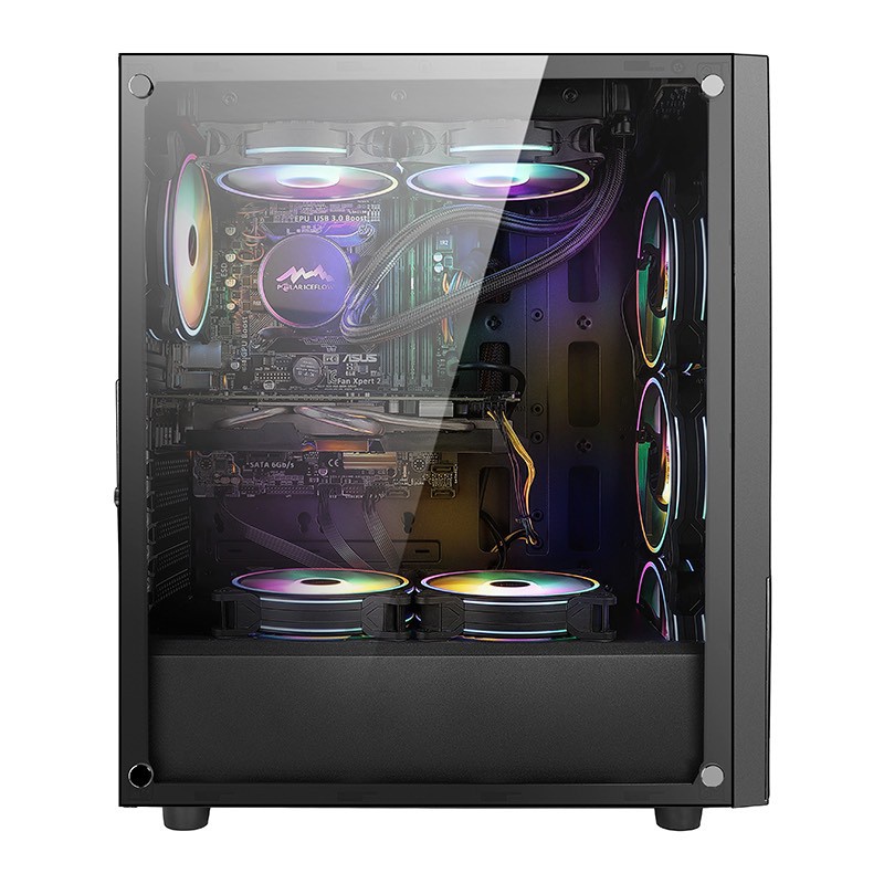 THÙNG MÁY TÍNH CASE AAP DIAMOND GAMING Mặt trước dãy Led RGB (Hông Kính Cường Lực).  VI TÍNH QUỐC DUY.