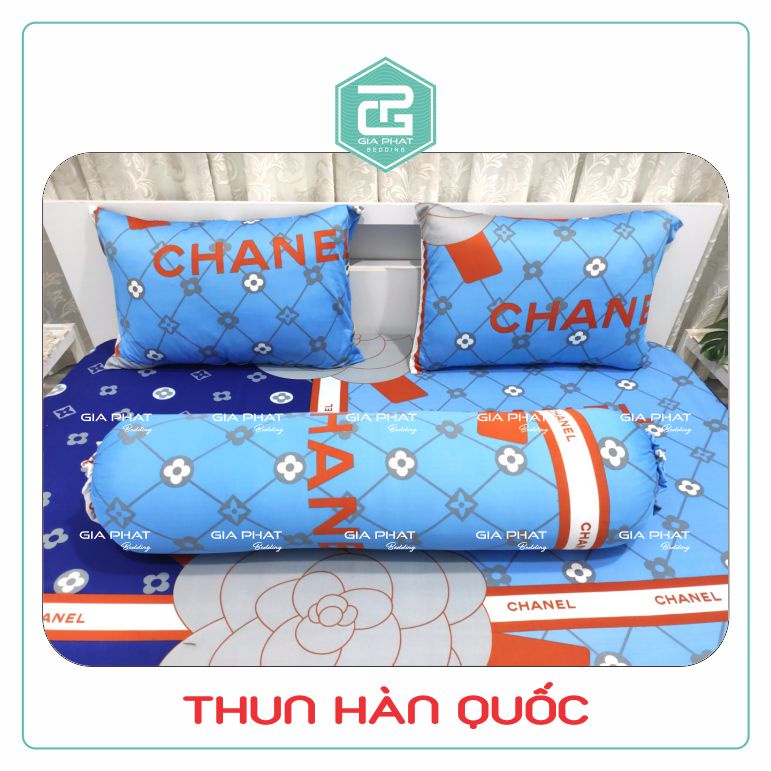 Bộ Ga Gối Thun Lạnh Hàn Quốc { 4 Món } họa tiết Bông ( 1 ga bọc + 2 vỏ gối nằm + 1 vỏ gối ôm )