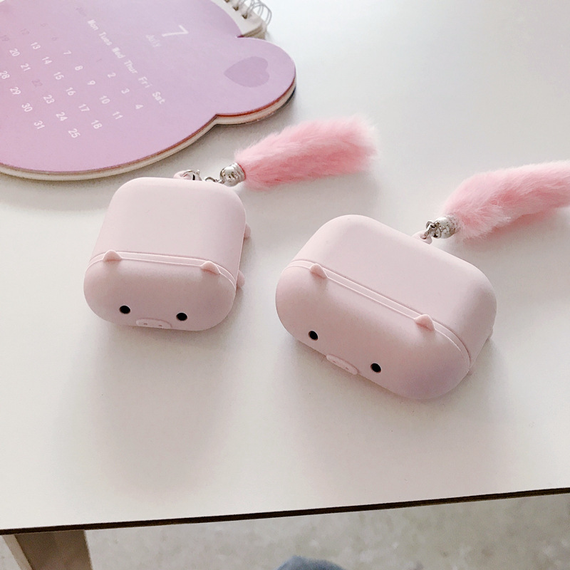 Soft Case Bahan Silikon Bentuk pink pig Untuk Airpods 1/2 AirPods pro case | BigBuy360 - bigbuy360.vn