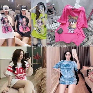 Áo Thun Nữ Form Rộng Chất Mát, Áo Phông Quảng Châu Tay Lỡ Giấu Quần Hot Trend