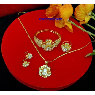 Bộ trang sức nữ hoa đồng non mạ vàng cao cấp