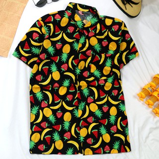 Áó Hawai, Áo Trái Cây Đi Biển Mẫu Ngũ Quả Vải KateCotton thoáng mát, bền đẹp
