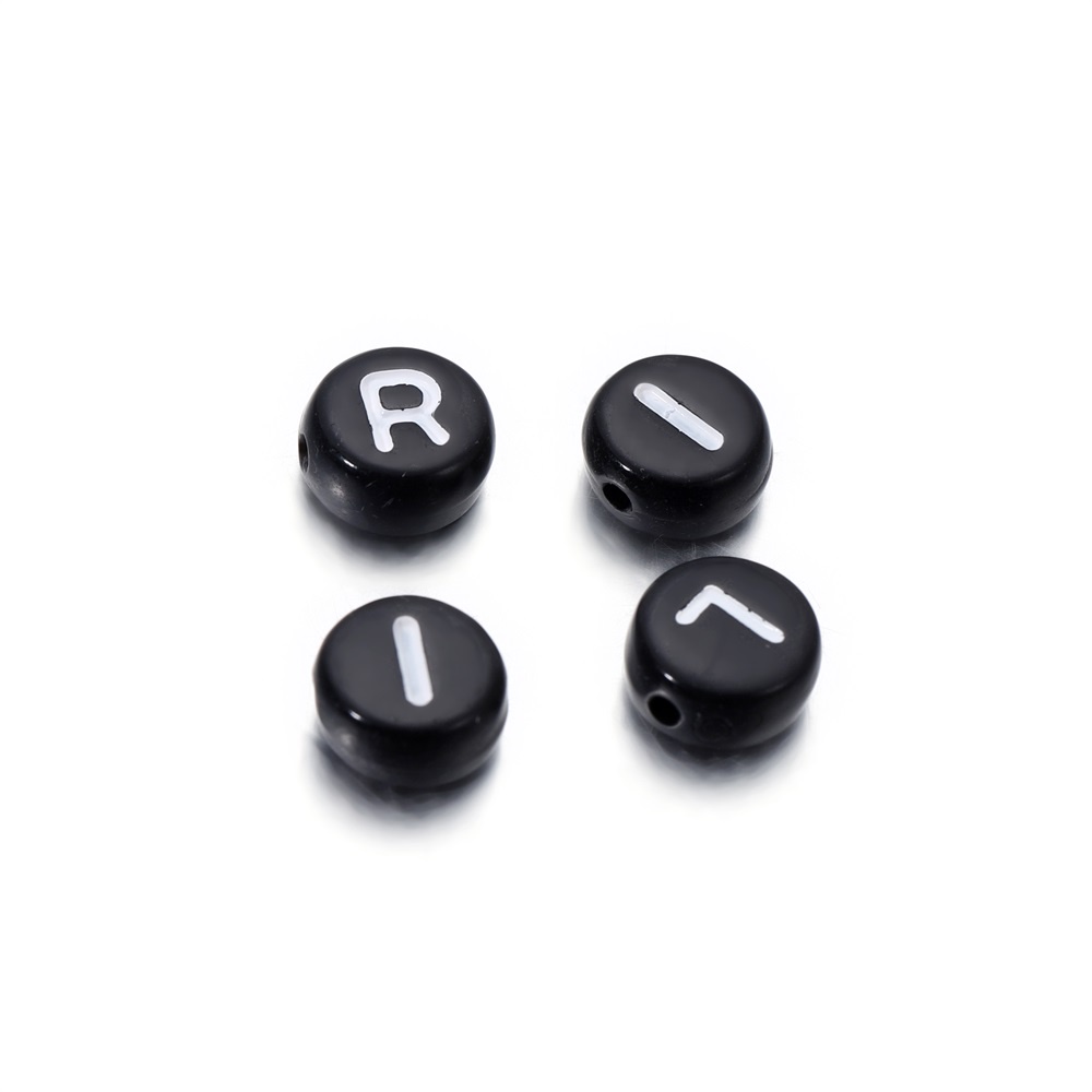 Set 100 hạt xâu ST.KUNKKA làm trang sức hình chữ cái màu đen bằng acrylic 7mm