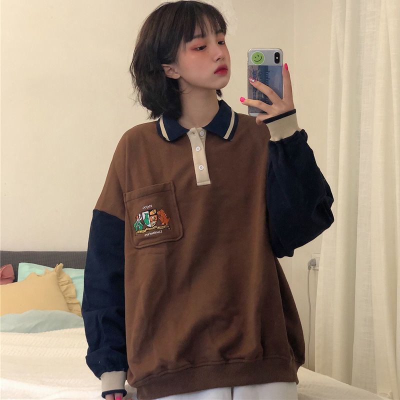 [ORDER] Áo polo nỉ da cá tay phối màu in hình ulzzang (ảnh thật)