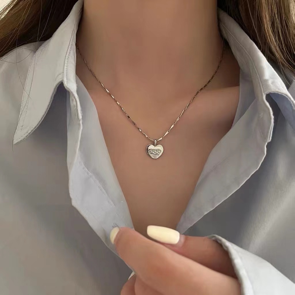 Dây Chuyền Bạc Hình Trái Tim Sang Trọng Đơn Giản Chất Lượng Cao