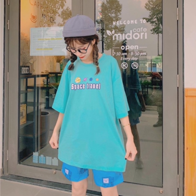 Áo thun phông PINK tay lỡ form rộng SPACE TRAVEL Unisex