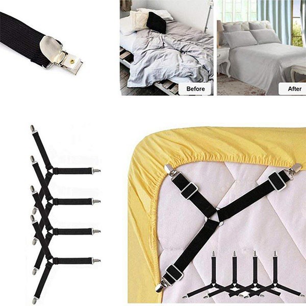 Bộ 4 Kẹp Ga Giường Chống Xê Dịch - Kẹp Căng Ga 4 Góc - Màu ngẫu nhiên