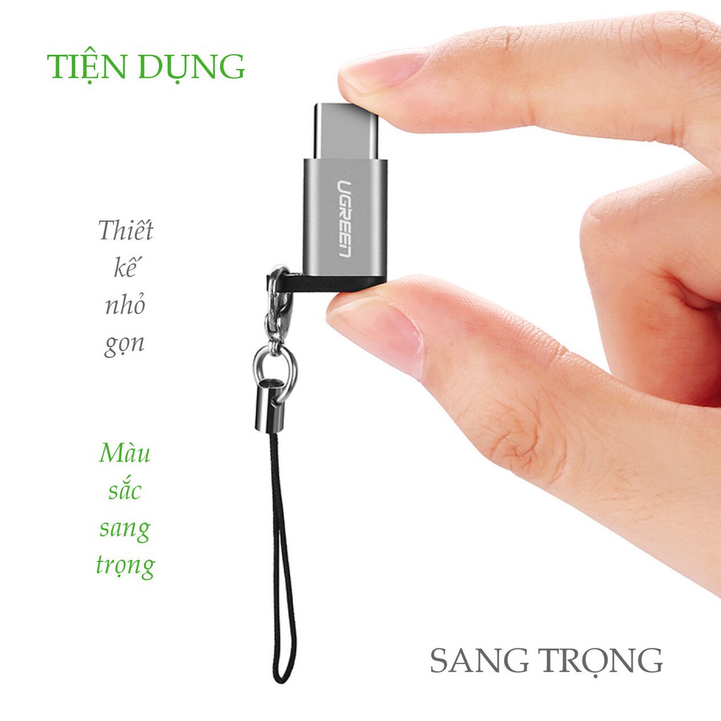 Đầu chuyển Micro USB cái sang USB-Type C đực vỏ nhôm UGREEN US189 | WebRaoVat - webraovat.net.vn