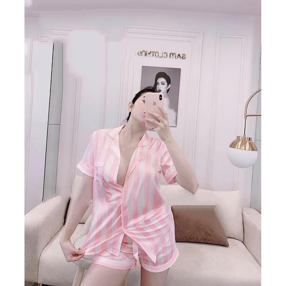 Bộ đồ ngủ lụa Pijama Angel hàng Quảng châu cao cấp