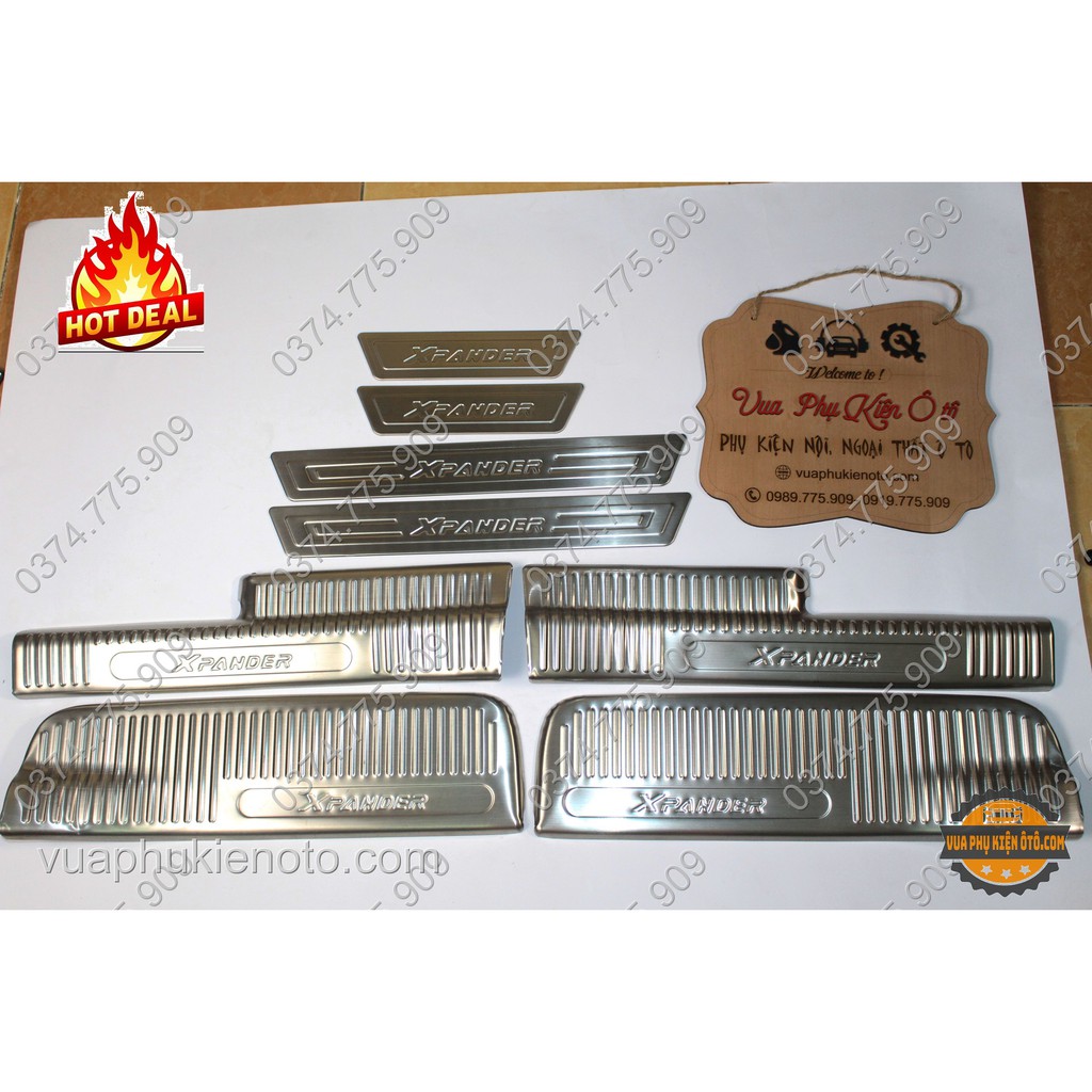 Ốp bậc cửa xpander -Bộ 8 miếng inox trong ngoài +Tặng 2 cuộn 3M 2,5 cm*3 mét