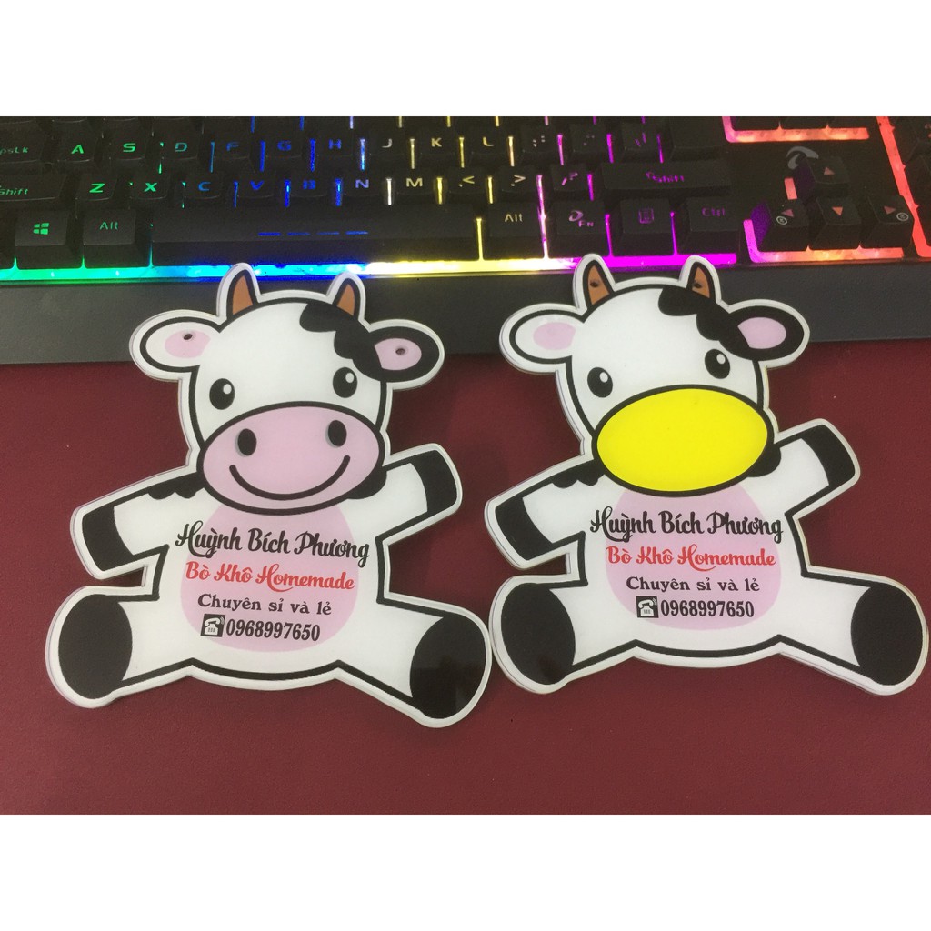 Bảng hiệu mica in thương hiệu shop - Free thiết kế - Mẫu bò sữa đáng yêu