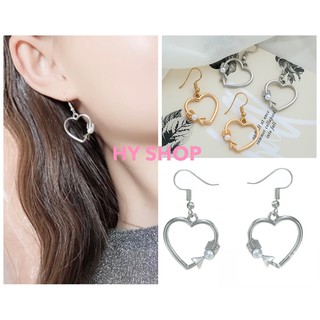 khuyên tai trái tim đính viên - bông tai mũi tên uốn xinh xắn