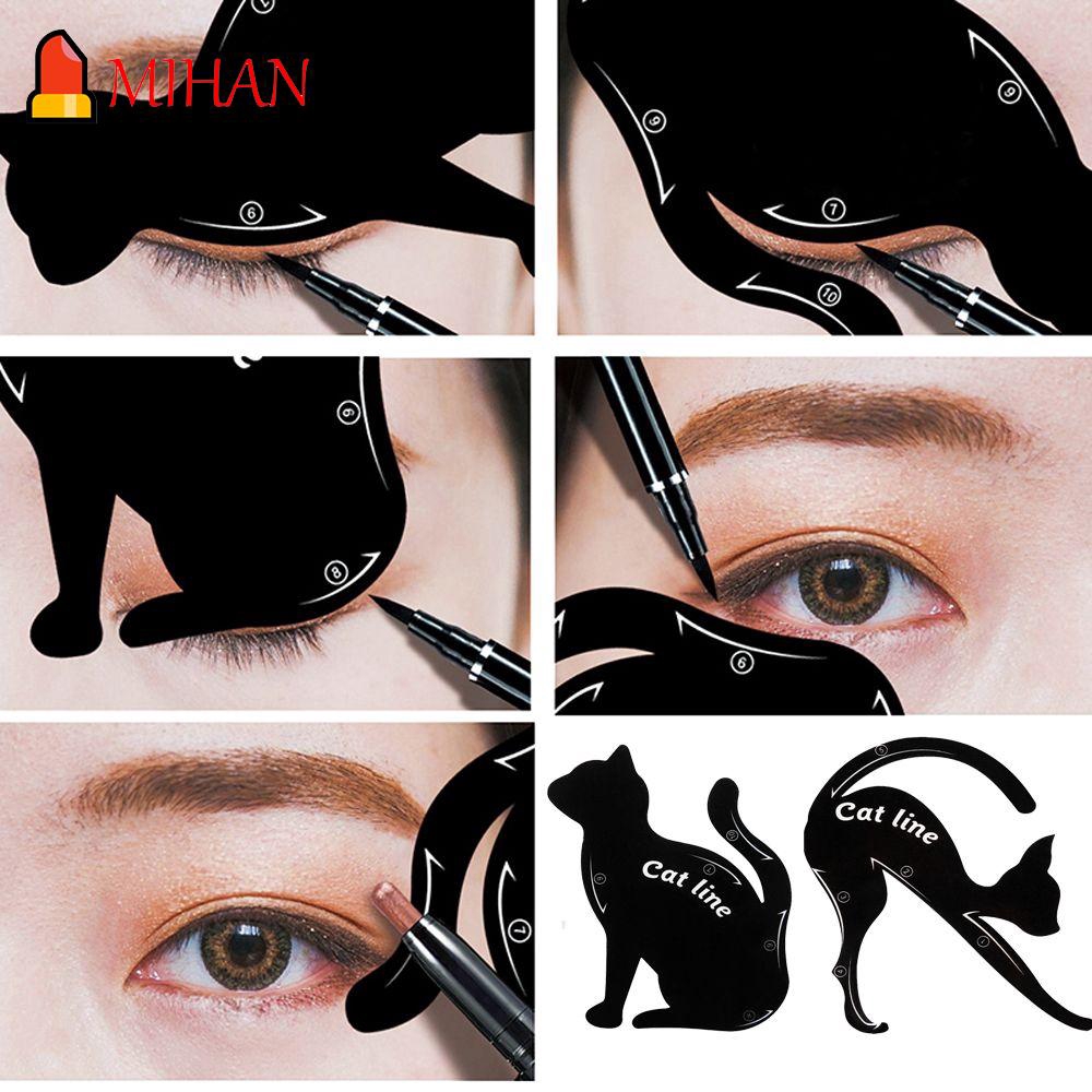 Cặp khuôn vẽ lông mày hình mèo tạo kiểu mắt khói xinh đẹp