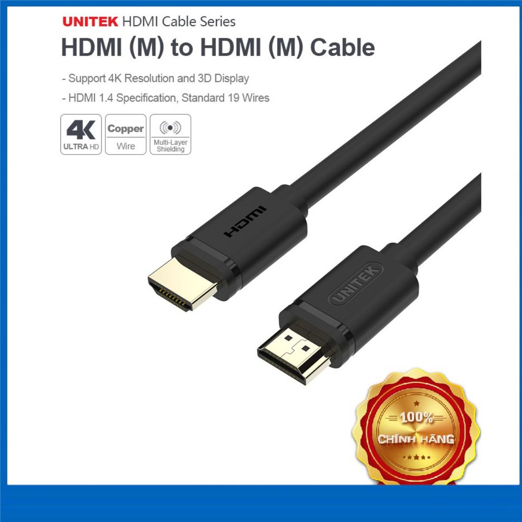 Dây Cáp tròn HDMI Unitek 20m-15m-10m-5m chính hãng Dây HDMI to HDMI Unitek  Cáp HDMI chuẩn 1.4 xịn giá rẻ