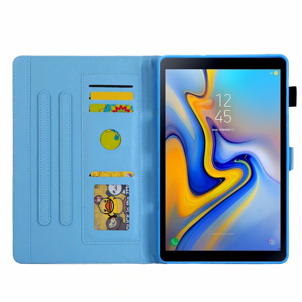 Ốp máy tính bảng da nắp lật chống sốc in họa tiết hoạt hình dễ thương kèm ngăn đựng thẻ cho Samsung Galaxy Tab A7 Lite 8.7 2021 SM-T220 T225