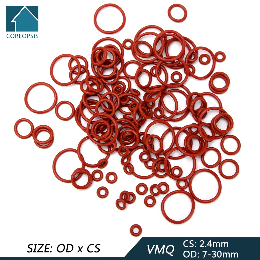 Set 100 Vòng Đệm Cao Su Silicone Thay Thế OD 7mm-30mm CS 2.4mm