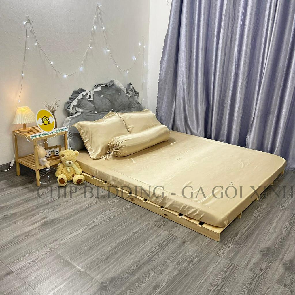 TRỌN BỘ DRAP PHI LỤA THÁI TUẤN HÀNG LOẠI 1 - VÀNG KEM - ĐỦ KÍCH THƯỚC( ẢNH THẬT SHOP CHỤP)