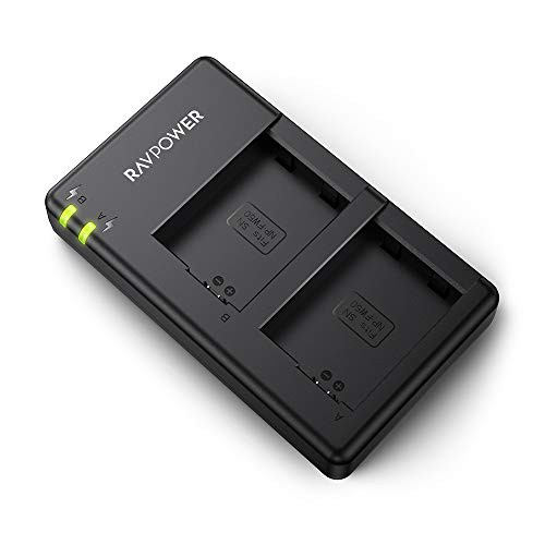 Bộ 2 pin RavPower NP-FW50 và sạc đôi RavPower NP-FW50 cho Sony A6000, A6300, A6500, A7, A7 II, A7R, A7S Hàng chính hãng