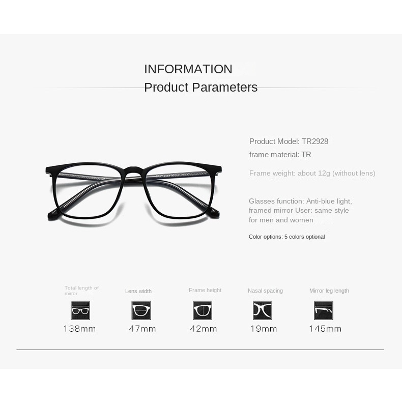 Kính Mát TR90 Chống Ánh Sáng Xanh Chất Lượng Cao