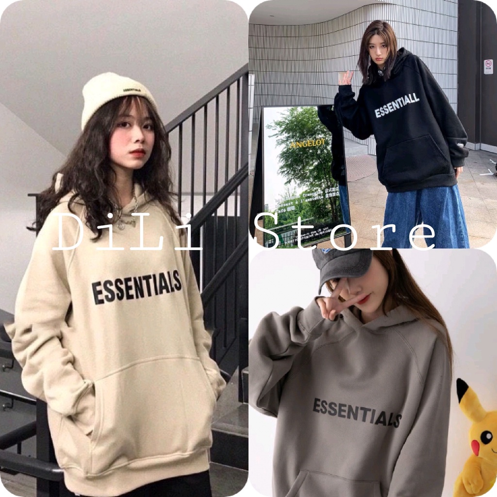 Áo Hoodie Unisex ESSENTIALL 🦋 Áo Khoác Nỉ Nam nữ Dáng Rộng Kèm Mũ 3 Màu 🦋 | BigBuy360 - bigbuy360.vn