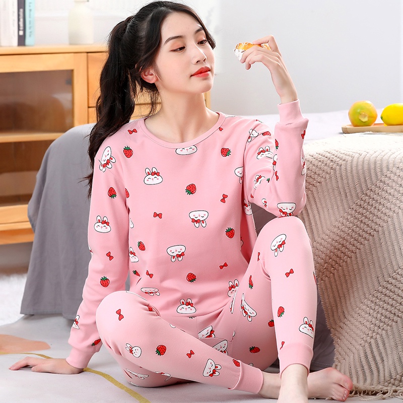 Bộ Đồ Ngủ Tay Dài Chất Liệu Cotton 140cm - 180cm Thời Trang Xuân Thu Cho Nam Và Nữ