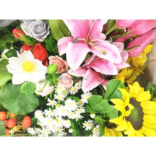 Hoa đất sét Nhật Thái bông lớn (20-25cm) cành Hoa ly đất sét, Hướng dương, thủy tiên, Dâu tây, Cẩm Tú Cầu trang trí