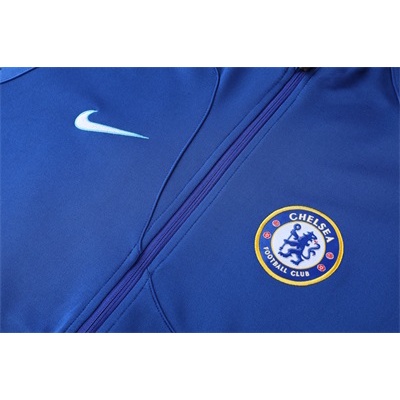 Set Đồ Thể Thao Gồm Áo Khoác Chelsea Tay Dài Và Quần Dài Có Khóa Kéo Bằng polyester Màu Xanh Dương Size S-2XL Thời Trang 2022-23 Cho Nam