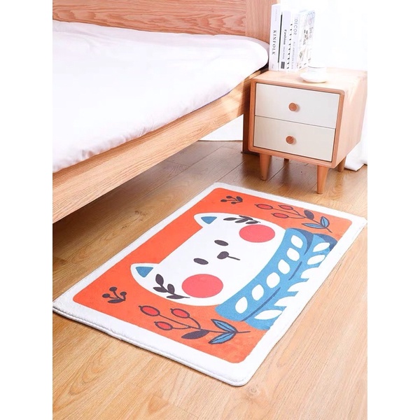 Thảm chân lông cừu 3D hoạ tiết hình thú kích thước 40x60 , chống trơn ,chống trượt thấm hút tốt tiện lợi với mọi nhà
