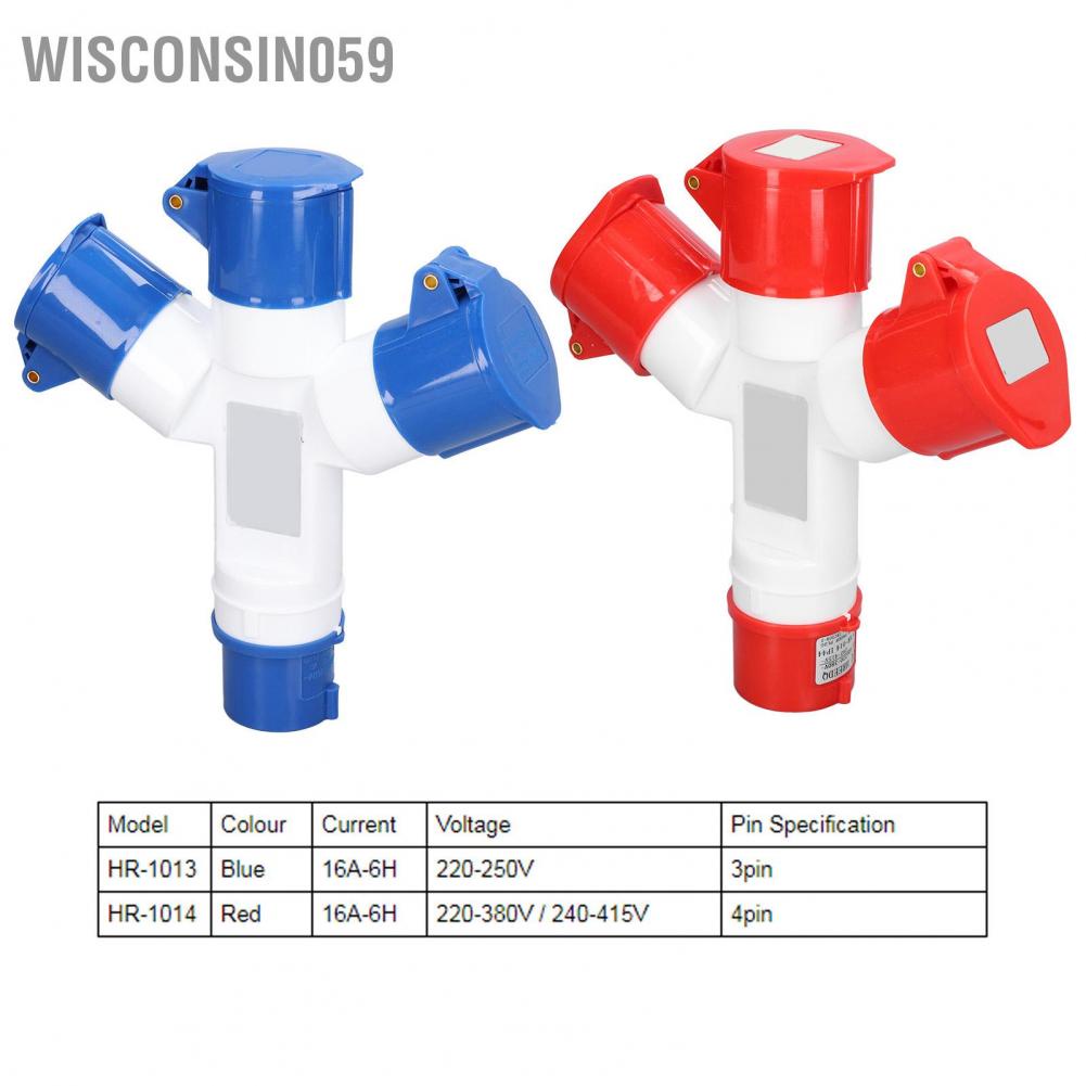 Wisconsin059 Industrial Socket Waterproof Electrical Connector 3 Way 16A Outlet for Indoor Outdoor