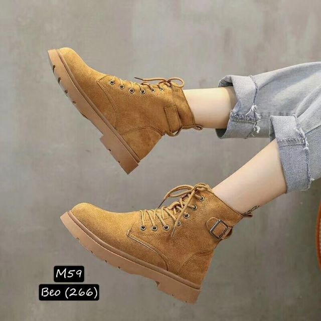 Combat boot nữ da lộn trẻ trung cá tính