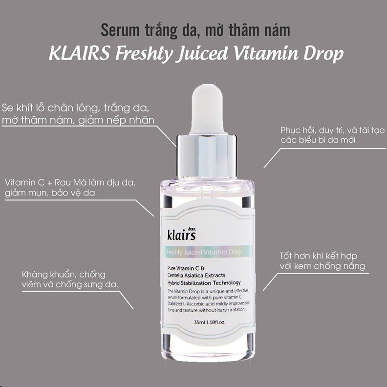 Tinh Chất Dear Klairs Dưỡng Sáng Và Làm Đều Màu Da Freshly Juiced Vitamin Drop 35ml