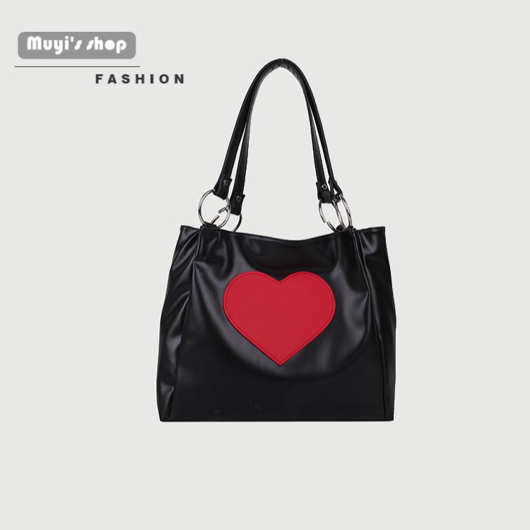 Túi Tote Đeo Vai Sức Chứa Lớn In Họa Tiết Trái Tim Thời Trang Cho Nữ