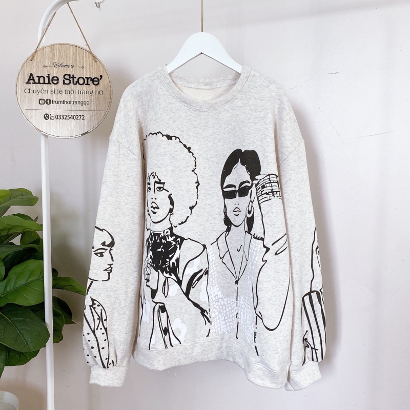 Áo Sweater Nỉ In Hình Cô Gái 🦋 Áo Thun Nữ Dài Tay Cổ Tròn 🦋 | BigBuy360 - bigbuy360.vn