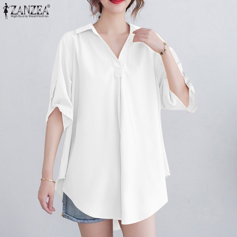 Zanzea Áo Nữ Tay Lửng Cổ Chữ V Thời Trang Thanh Lịch