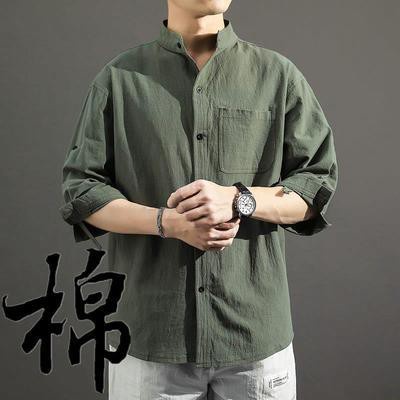 Áo Sơ Mi Tay Dài Dáng Rộng Vải Lanh Cotton Phong Cách Trung Hoa Thời Trang Mùa Hè Cho Nam 3 / 4