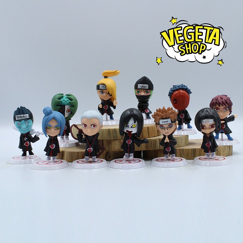 Mô hình Naruto - Team Akatsuki - Figure Set 11 nhân vật trong Naruto Chibi - Cao 7cm