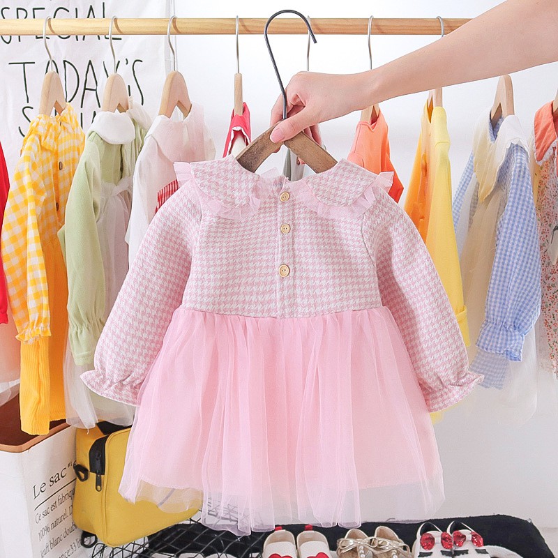 Đầm công chúa phối lưới phong cách Hàn Quốc cho bé gái