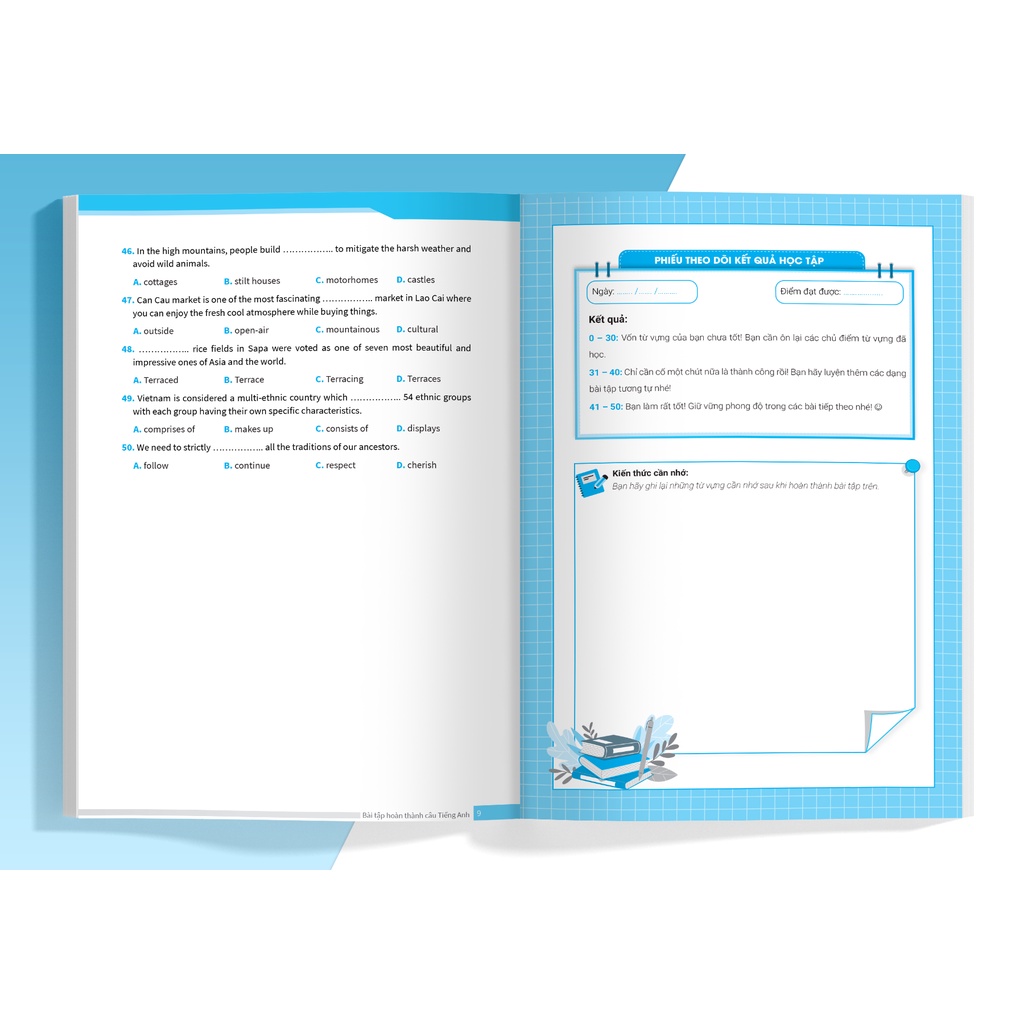 Sách Bài tập hoàn thành câu tiếng Anh (Ôn thi vào 10 và 10 chuyên) - MGB