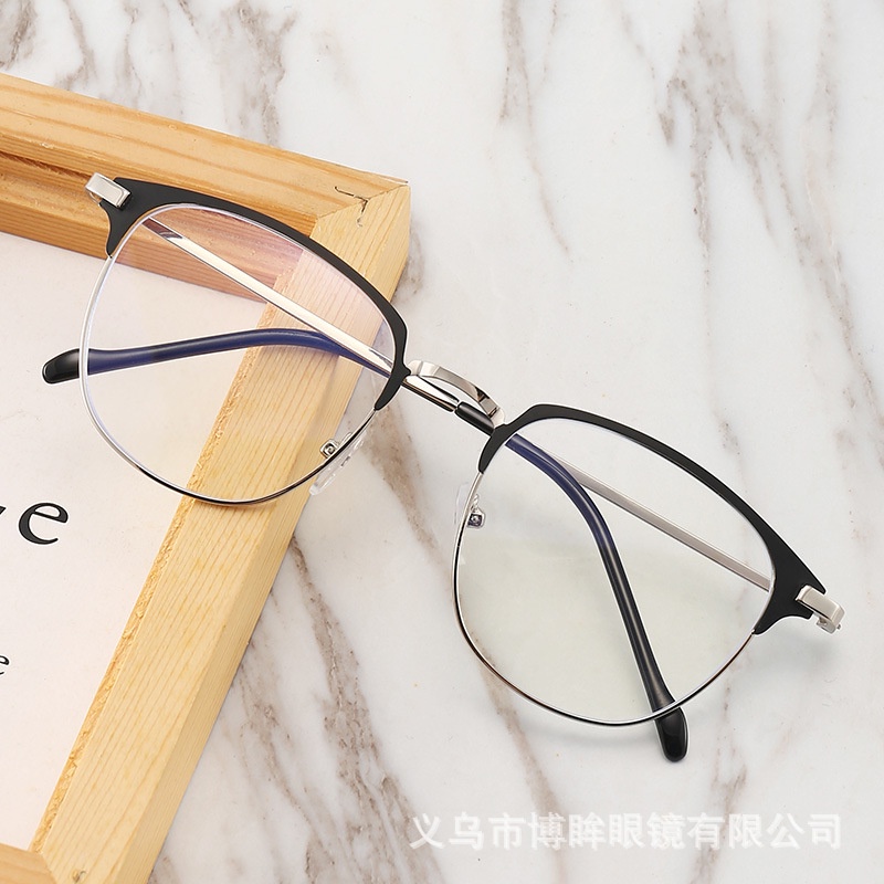Kính mắt nam nữ nửa gọng không độ gọng mảnh cao cấp  nhiều màu thanh lịch sang trọng form vuông NGVV