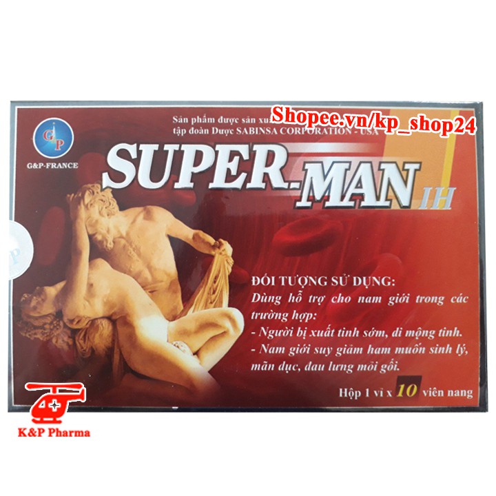 ✅ [CHÍNH HÃNG] Super-Man 1H G&P France – Bổ thận tráng dương, tăng cường sinh lý, hormone nam, ngừa mãn dục Superman 1h