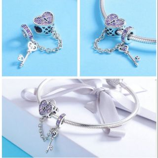Charm tim xích bạc s925 ( vừa tất cả các vòng tay