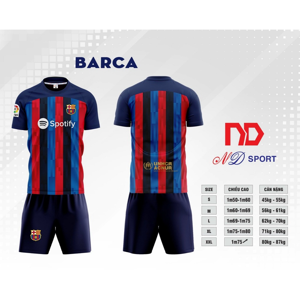 Bộ Quần Áo Đá Banh CLB BARCE  SỌC 2023