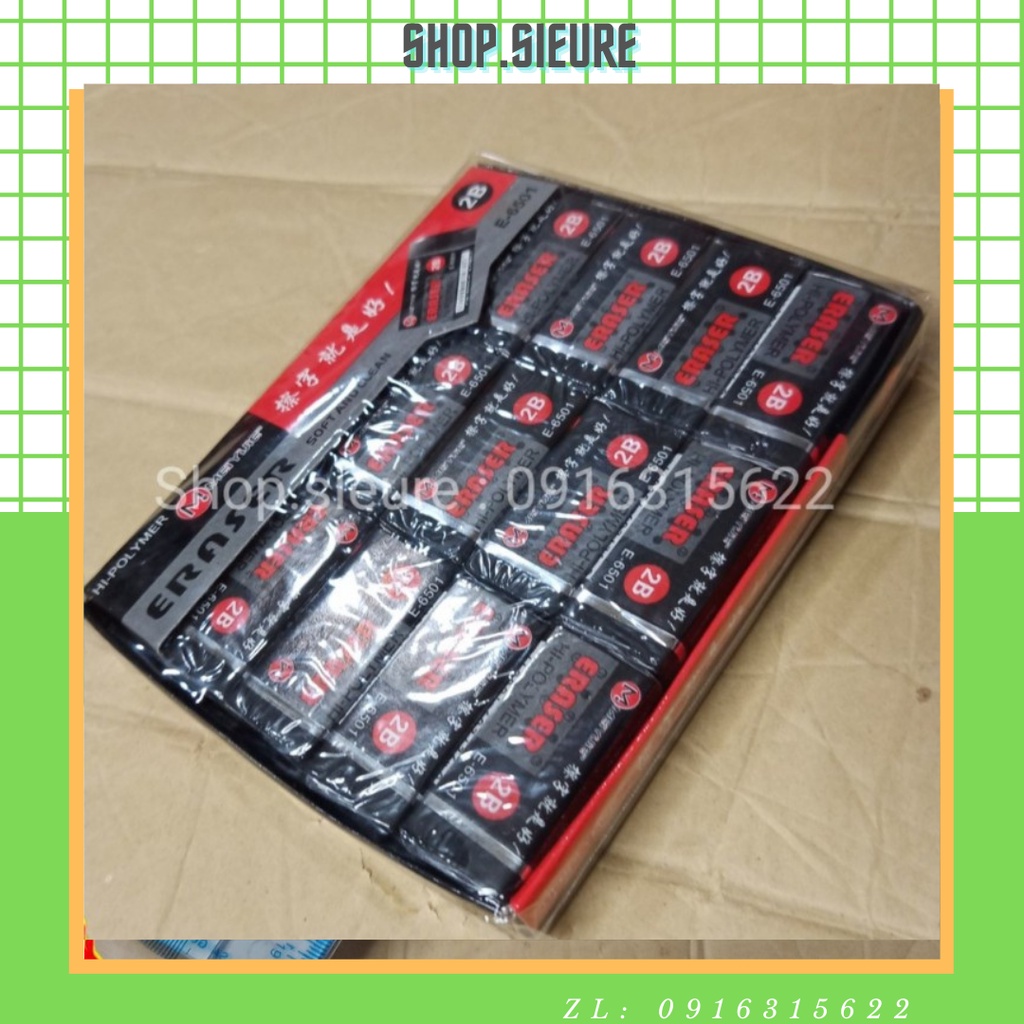 Lố 30 Cục Tẩy Bút Chì Đen -Cỡ To 42*21mm