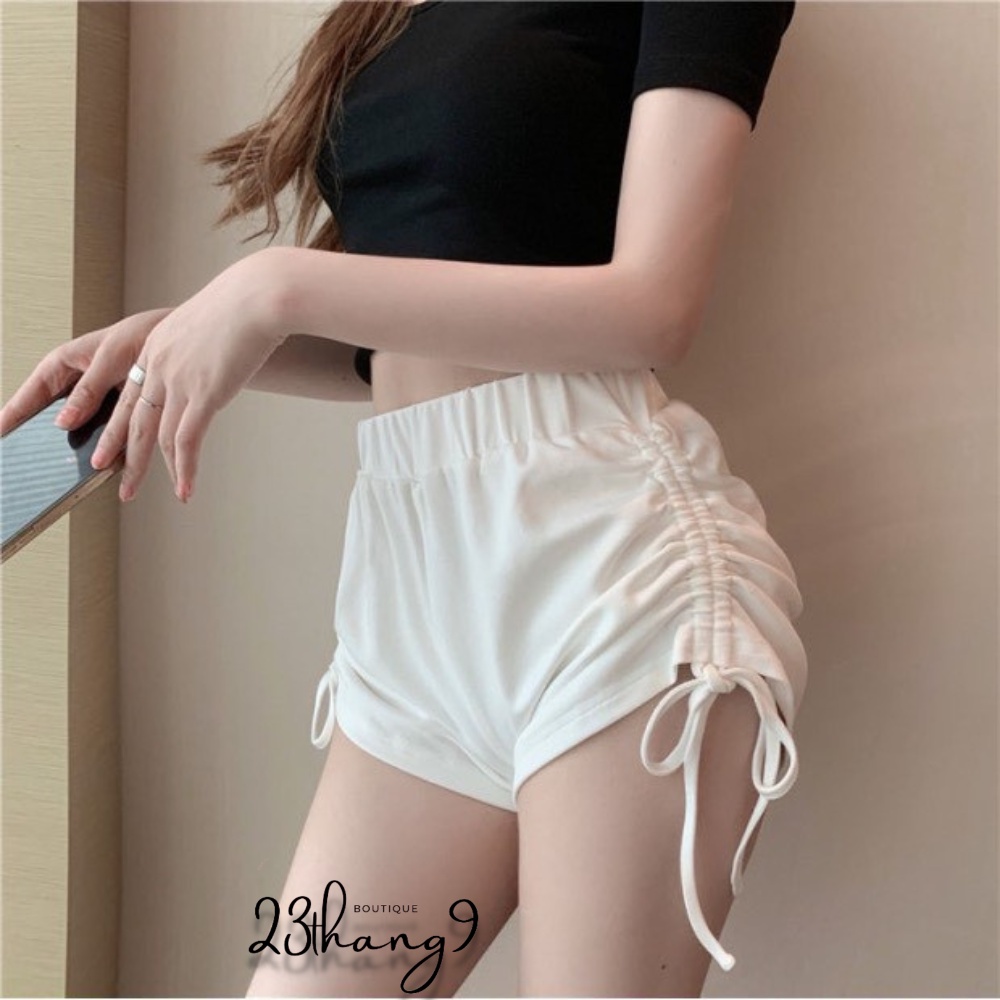 Quần đùi nữ dây rút quần short nữ cạp chun chất thun cao cấp dáng ôm sexy mặc nhà tập gym đi chơi đi biển 23thang9