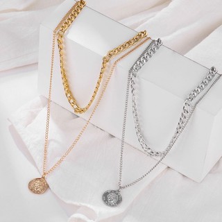 Dây chuyền choker mắt xích mạ vàng 2 lớp cho nữ