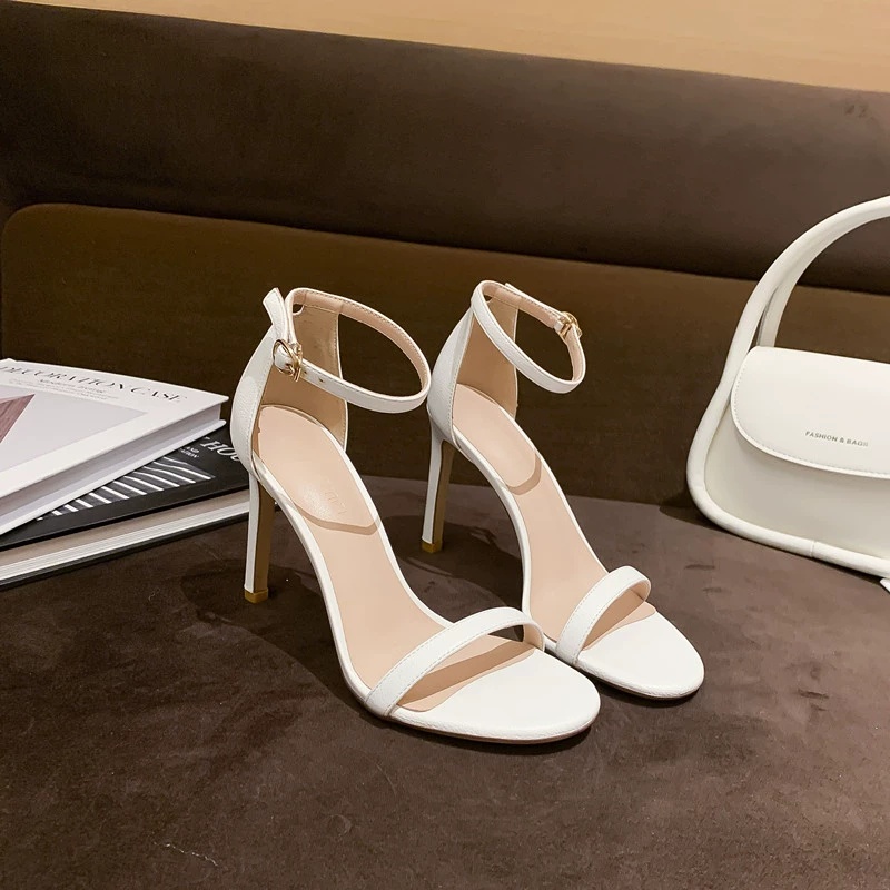 Giày Sandal Cao Gót Nữ 9P Quai Mảnh Da Lỳ 3 Màu Siêu Tôn Dáng Nt01