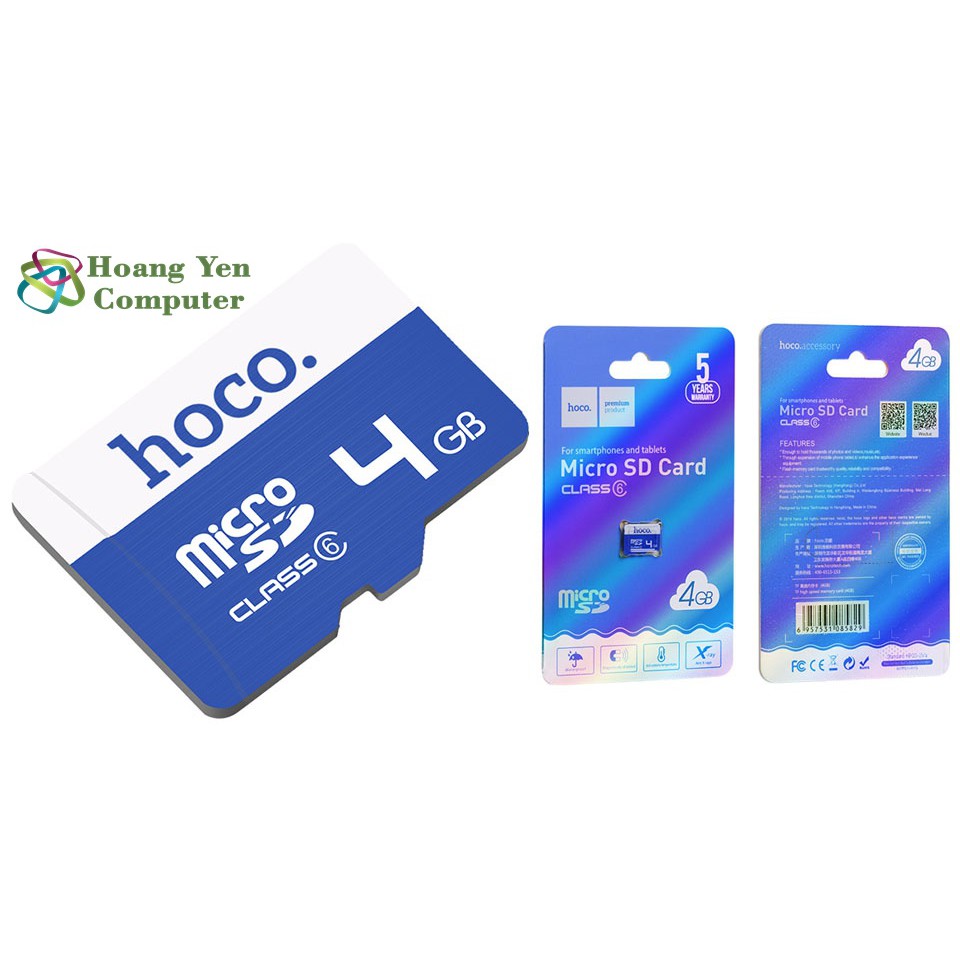 Thẻ Nhớ MICRO SD 4GB Hoco Class 6 15MB/S Chống Nước - BH 5 Năm - Hoàng Yến Computer